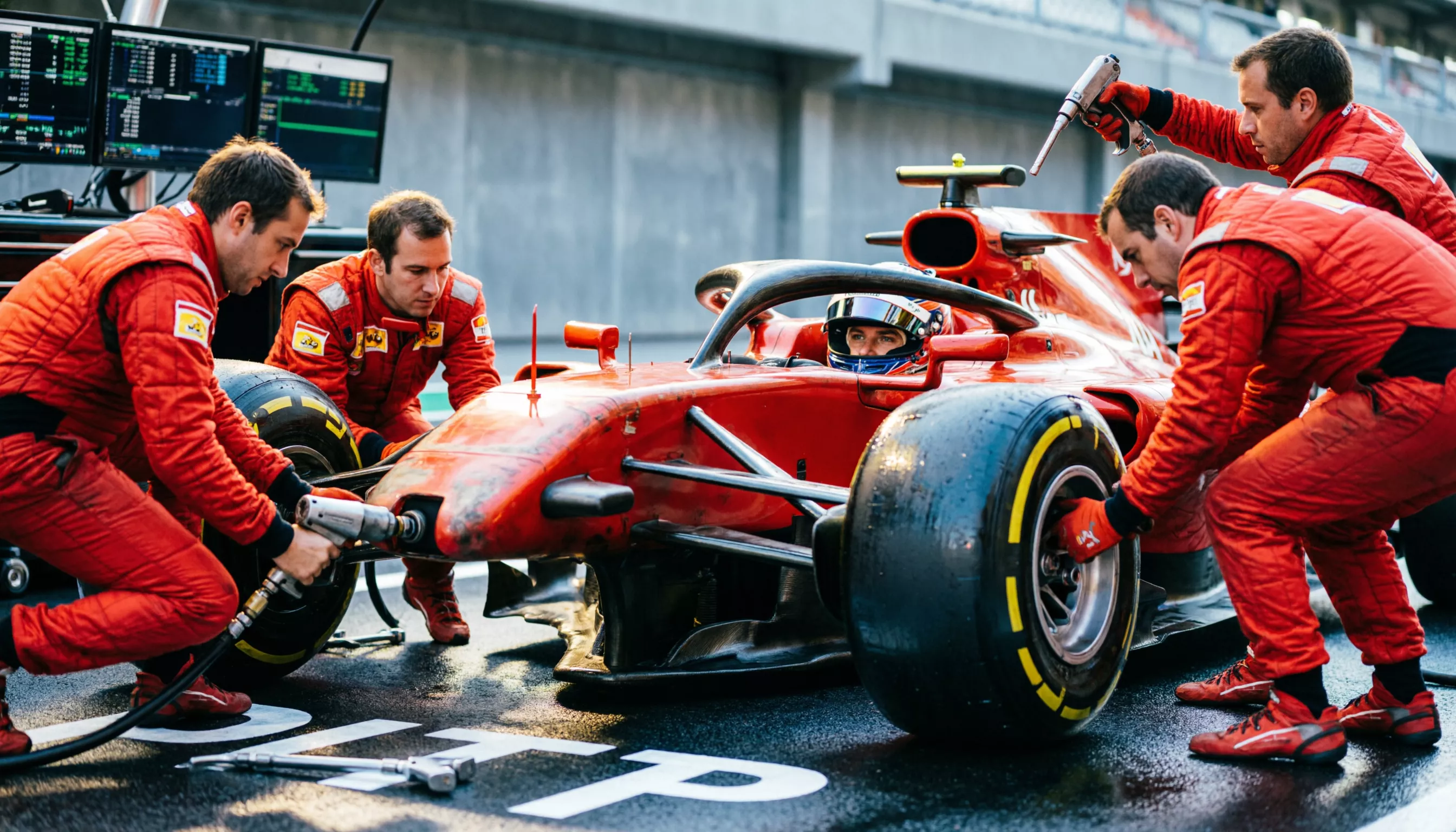 F1 race actie pitstop met live betting thema